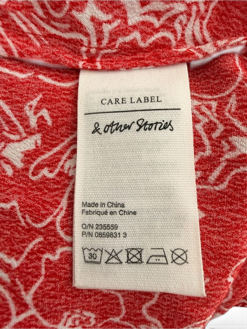 & Other Stories Red Floral Ruched Midi Dress Women EU 38 US 8 Viscose Side Slit - Picture 7 of 11